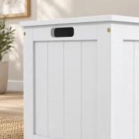 HOMCOM Storage Chest, Modern Storage Trunk with 2 Safety Hinges and Cut-out Handles, Wooden Toy Box for Living Room, Entryway, 76 x 40 x 48 cm, White(m-8)