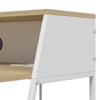 HOMCOM Bureau d'Ordinateur, 90 x 50 cm, Bureau avec Rangement, Étagère Ouverte et Cadre en Acier, Chêne et Blanc(m-11)