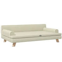 PawHut Canapé pour chien chat design scandinave coussin moelleux amovible pieds bois massif 100 x 62 x 32 cm beige(m-1)