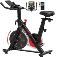 SPORTNOW Verstelbare hometrainer met magnetische weerstand, app-functie, verstelbaar zadel, lcd-monitor en telefoonhouder(m-14)