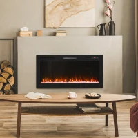 HOMCOM Șemineu electric 102 cm, încastrabil/perete/podea, 900/1800W, telecomandă, timer, negru(m-8)
