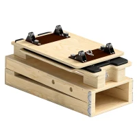 SPORTNOW Foldable Pilates Reformer Machine, Multifunctional Pilates Board and Multi-Grips for Home Gym, Natural Wood(m-12)