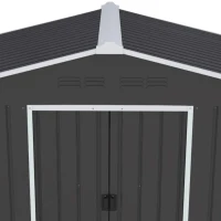 Outsunny 8 x 6ft Galvanised Steel Shed, with Double Door - Dark Grey(m-13)