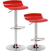 HOMCOM 2er-Set Barhocker zeitgenössisches Design 360° drehbar höhenverstellbar mit Fußstütze 39x39x67-87cm rot(m-8)