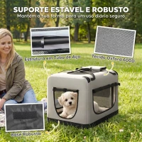 PawHut Transportadora Dobrável para Cão Pequeno e Gato para Carro, Cinzento Claro(m-5)