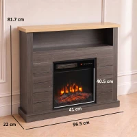 HOMCOM Electric Fireplace Suite, 1800W Electric Fire and Surround with LED Flame, Remote, Thermostat Overheat Protection(m-3)