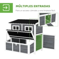 PawHut Gallinero para Exterior de Madera 100x86x100cm 2-4 Gallinas Nido Bandeja Extraíble Techo Impermeable Perchas Gris Claro(m-6)