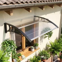 Outsunny Marquesina Exterior para Puerta y Ventana 75x100 cm contra Sol y Lluvia con Soporte de Aleación de Aluminio Transparente(m-2)