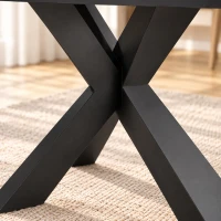 HOMCOM Extendable Dining Table Steel Cross Legs Steel Rails Space Saving Black(m-11)