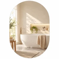 HOMCOM Oglindă de Baie cu LED 60x90 cm, Fără Ramă, 3 Culori Reglabile(m-11)