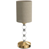HOMCOM Bedside Lamp, Modern Crystal Decoration Table Lamp with PVC shade, USB A+C Charging Ports, Bulb Not Included, Gold Tone(m-1)