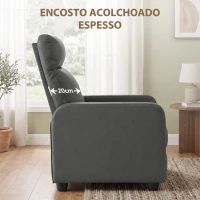 HOMCOM Cadeirão Relax Reclinável em Couro Sintético PU, Poltrona Individual Acolchoada com Apoio para os Pés, Cinzento(m-7)