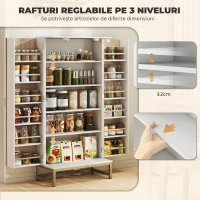 HOMCOM Bufet de bucătărie 119,5 cm, dulap tip cămară modern, autoportant, cu 12 rafturi pe uși, rafturi reglabile și finisaj aspect lemn, natur(m-5)
