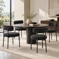 HOMCOM Lot de 4 chaises de salle à manger avec dossier en tissu pieds en acier 51 x 51 x 76 cm noir(m-7)