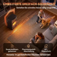 Outsunny Gas Heizstrahler Outdoor 1,5-4,2 kW Klappbar Terrassenheizer mit Rollen Schutzhülle 3 Leistungsstufen Schlauch(m-6)