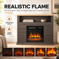 HOMCOM Electric Fireplace Suite, 1800W Electric Fire and Surround with LED Flame, Remote, Thermostat Overheat Protection(m-4)