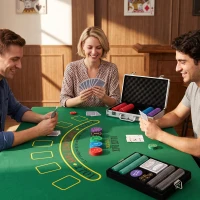 SPORTNOW Mallette de Poker 500 Jetons 5 Valeurs, 2 Jeux de Cartes, Tapis de Jeu, Bouton Dealer, Blind, Alu, 31x17x11,5cm, Argenté(m-9)