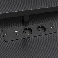 HOMCOM Bureau Gaming 147 x 47 cm, Éclairage RGB, Prises et Ports USB, Support pour Unité Centrale Réglable et Réversible, Noir(m-13)