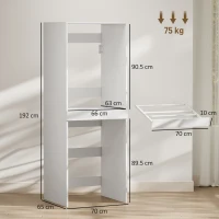 HOMCOM Dulap Compact pentru Mașină de Spălat și Uscător cu Suport Extensibil pentru Haine, Alb(m-3)