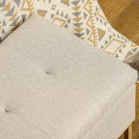 HOMCOM Banqueta con Almacenamiento Banco Rectangular Tapizado en Lino con Tapa Abatible y Patas de Acero 110x44x48 cm Beige(m-8)