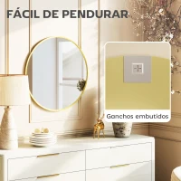 HOMCOM Espelho de Parede Redondo Ø61 cm para Casa de Banho com Moldura em Alumínio, Dourado, para Sala de Estar, Quarto e Corredor(m-6)