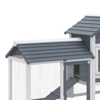PawHut Petit poulailler cottage cage à poules sur pied dim. 150,5L x 54l x 87H cm multi-équipement bois massif de sapin(m-13)