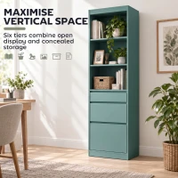 HOMCOM Bookcase with Drawers Adjustable Shelves Book Shelf for Study Living Room Light Green(m-4)