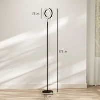 HOMCOM 42W LED vloerlamp dimbaar, 3 kleurtemperaturen, uplighter met verstelbare ringkop, zwart(m-3)