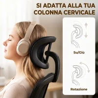 HOMCOM Sedia da Ufficio Ergonomica in Rete con Supporto Lombare, Poggiatesta e Altezza Regolabile, Dondolo, Nera(m-5)