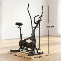 SPORTNOW 2 in 1 Elliptical Cross Trainer for Home with Adjustable Resistance & Seat, Bluetooth App, LCD Monitor, Wheels(m-3)
