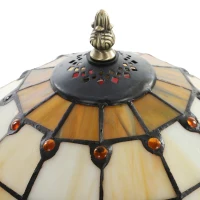 HOMCOM Tiffany Stained Glass Table Lamp, Handcrafted Artisan Lamp, Red, Ø25 x 45H cm, Zinc Alloy(m-8)