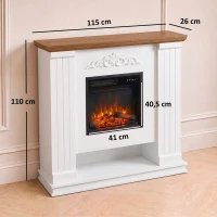 HOMCOM Elektrische haard met schouw en plank, 1800 W, vrijstaand, met instelbaar vlameffect en afstandsbediening(m-3)