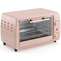 HOMCOM Forno Elétrico de Bancada 10 L 750 W com Temperatura até 230 °C e Temporizador 36,5x26x22 cm Rosa(m-1)