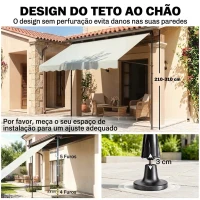 Outsunny Toldo Manual Retrátil Ajustável 300x170x200-290 cm com Manivela Proteção Solar UV40+ para Varanda Jardim Creme(m-5)