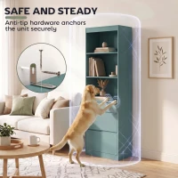 HOMCOM Bookcase with Drawers Adjustable Shelves Book Shelf for Study Living Room Light Green(m-7)