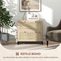 Vinsetto Armario Archivador de 2 Cajones de Ratán Bohemio con Cerraduras Barras para Carpetas, A4 y Legal 75x40x71,5 cm Roble(m-7)