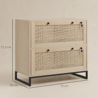 Vinsetto Armario Archivador de 2 Cajones de Ratán Bohemio con Cerraduras Barras para Carpetas, A4 y Legal 75x40x71,5 cm Roble(m-3)