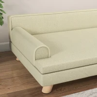 PawHut Canapé pour chien chat design scandinave coussin moelleux amovible pieds bois massif 100 x 62 x 32 cm beige(m-8)