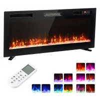 HOMCOM Șemineu electric 102 cm, încastrabil/perete/podea, 900/1800W, telecomandă, timer, negru(m-11)