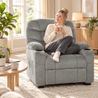 HOMCOM Cadeirão Relax Elétrico Silencioso com Memória, Apoio para os Pés e USB - Cinzento(m-2)