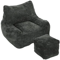 HOMCOM Vloerstoel met poef, frameloze cloud-fauteuil van chenille, met rugleuning en armleuningen(m-14)