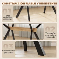 HOMCOM Mesa de Comedor Extensible 4-6 Personas Mesa de Cocina 130-170x80x76 cm Roble y Negro(m-7)