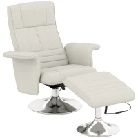 HOMCOM Massagesessel mit Hocker, neigbare Lehne, 78 x 95 x 88 cm, Creme(m-1)