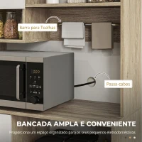 HOMCOM Armário de Cozinha Alto com 3 Portas, 9 Prateleiras, Gaveta e Prateleiras Ajustáveis, Estilo Moderno, 80x35x180 cm, Branco e Carvalho(m-6)