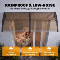 Outsunny Front Door Canopy, Waterproof Outdoor Awning, 75 x 195 cm Rain Shelter for Window, Porch and Front/Back Door, Brown(m-5)