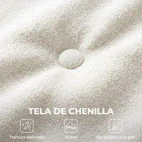 HOMCOM Sofá 3 Plazas de Chenilla sin Armazón con Asiento Profundo y Diseño Capitoné Blanco Crema(m-6)