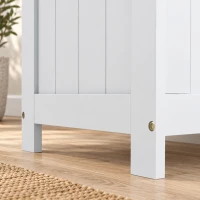 HOMCOM Storage Chest, Modern Storage Trunk with 2 Safety Hinges and Cut-out Handles, Wooden Toy Box for Living Room, Entryway, 76 x 40 x 48 cm, White(m-9)