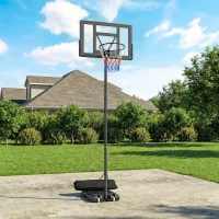 SPORTNOW Panier de Basket Extérieur Portable, Hauteur Réglable 1,35-3,05 m avec Manivelle, Base Stable, Panneau Incassable, Noir(m-2)
