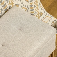 HOMCOM Bancă cu spațiu de depozitare, tapițată, cu picioare din oțel aurii, 110x44x48cm, bej(m-9)