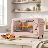 HOMCOM Horno Eléctrico Sobremesa 10L  750W Horno Eléctrico Pequeño Temperatura 230 ℃ y Temporizador 36,5x26x22 cm Rosa(m-10)